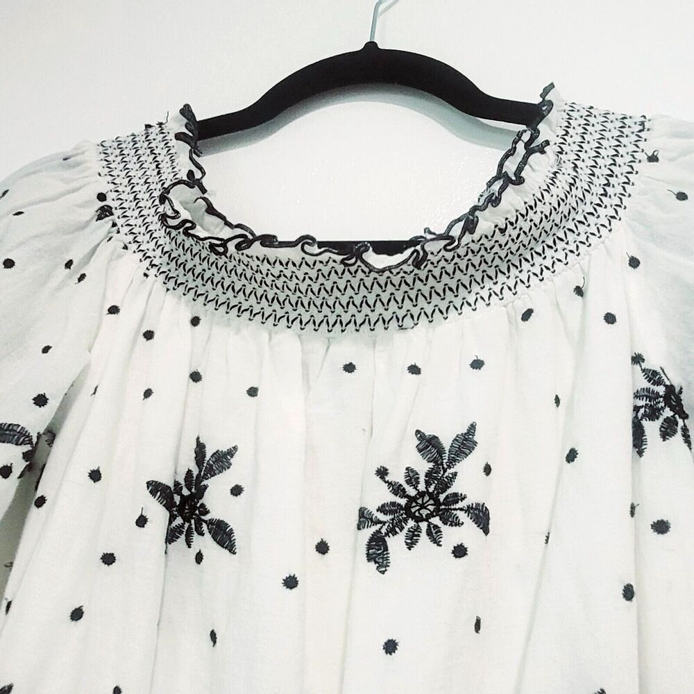 Zara Ecru off the shoulder Midi eyelet Dress S milkmaid Cottage tassels TRF - Picture 4 of 16